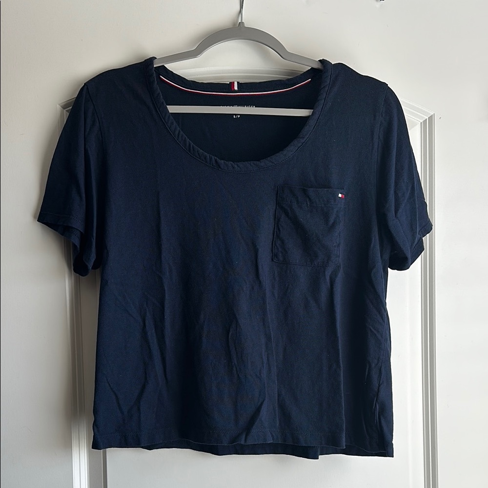 Tommy Hilfiger Women's Navy Blue Short Sleeve Top